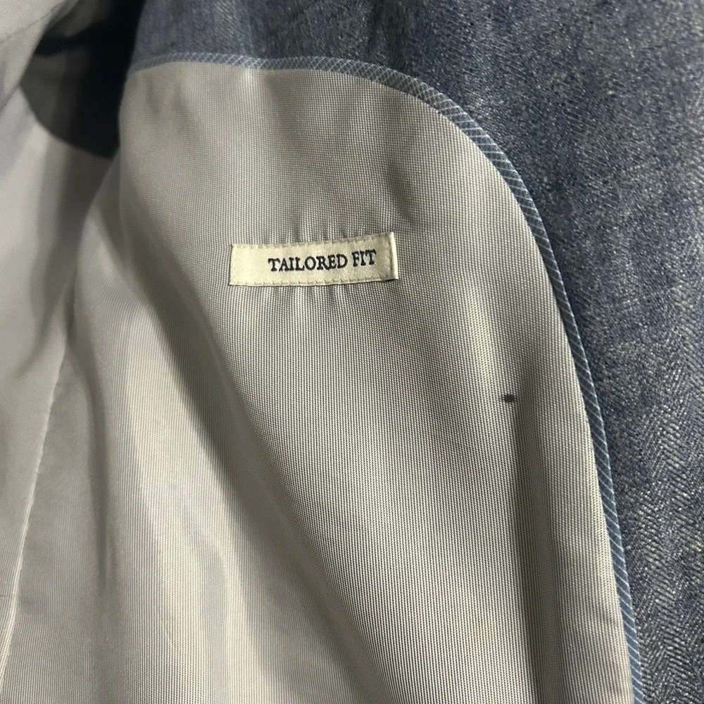 Jos. A. Bank Mens Blazer 44R Blue 100% Linen Tailored Fit Jacket Coastal Wedding